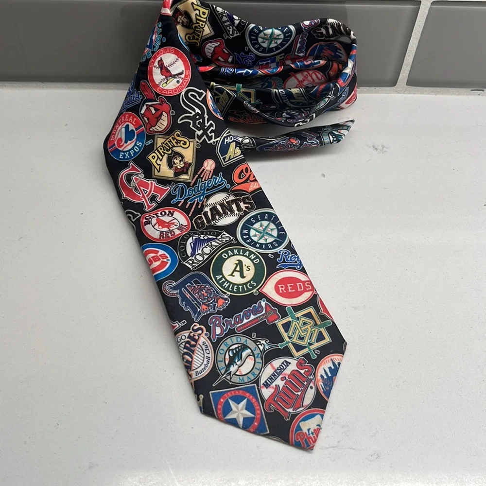 Vintage MLB Surrey All Teams Logo Neck Tie‎ Necktie 1994